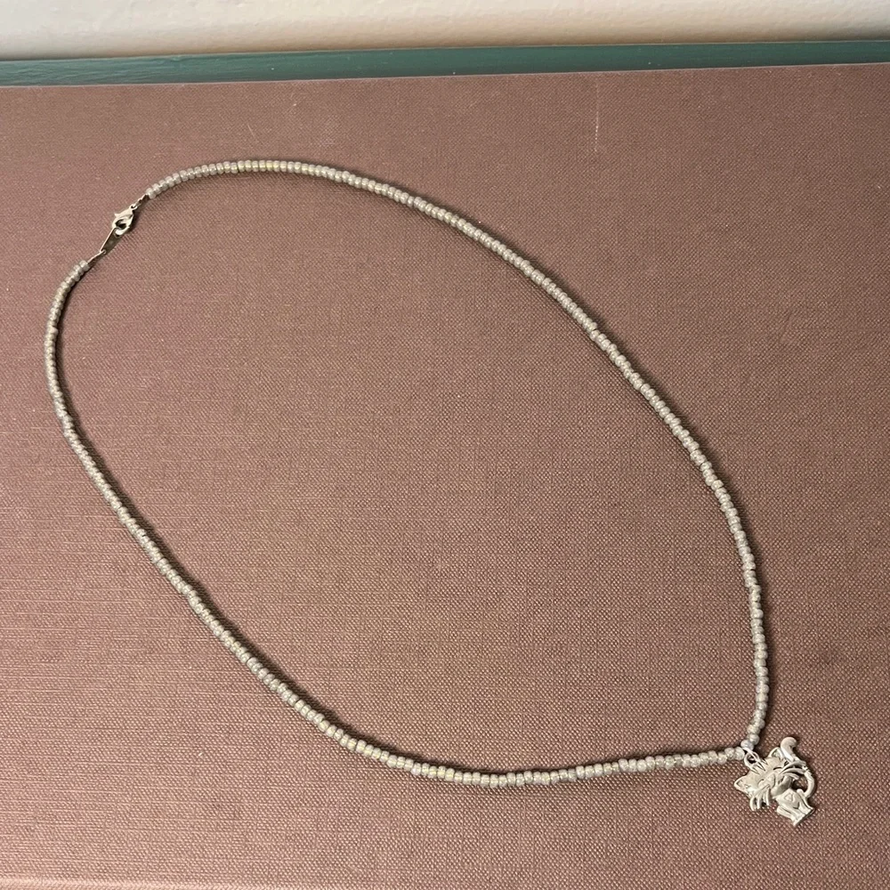 Y2K Happy Cat Charm Seed Bead 925 Silver Clasp Necklace 90s/00s Vintage Retro - Picture 5 of 5